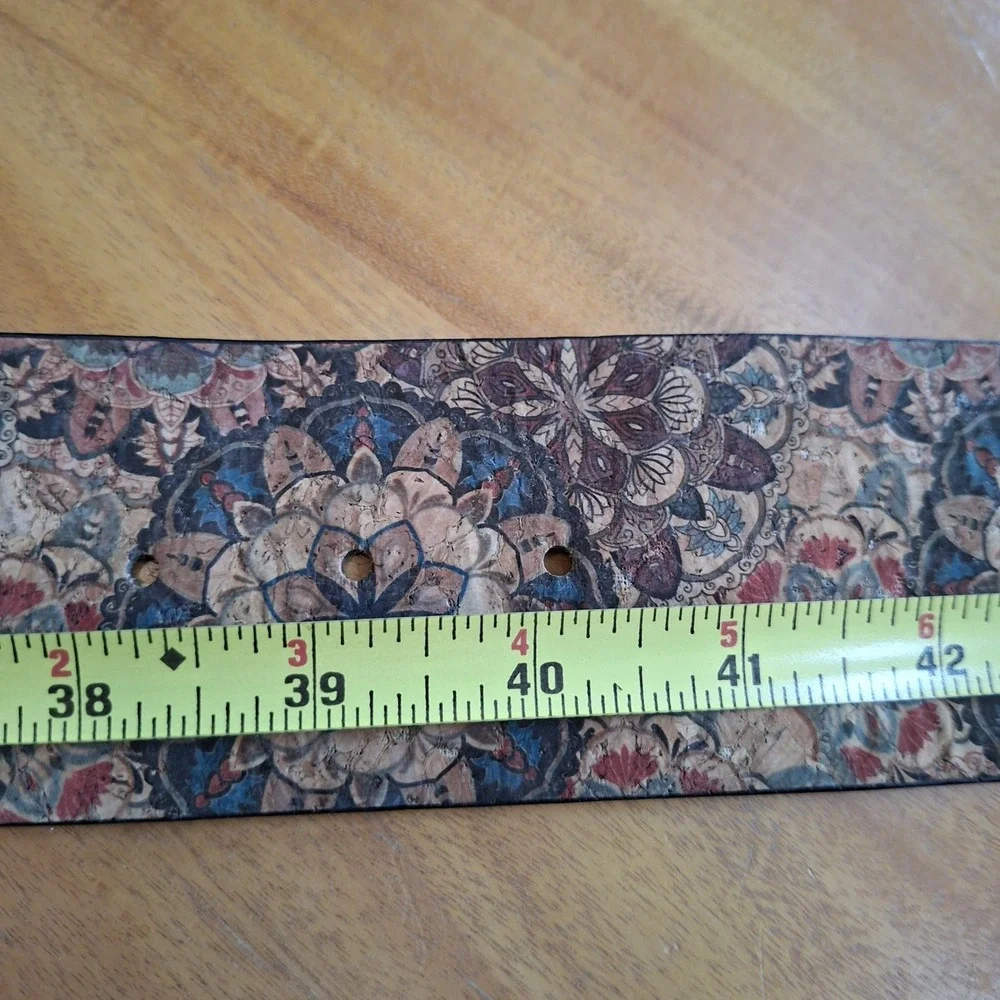 Boho Belt Brown Vintage Bohemian‎ style Buckle Belt Wide Cork Floral 44
